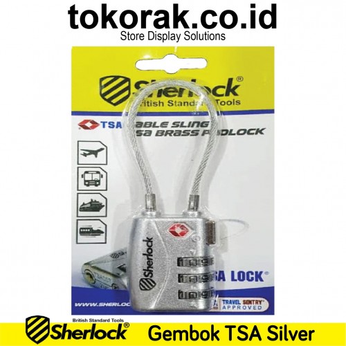 GEMBOK TSA TALI SILVER SHERLOCK GEMBOK KOPER KABEL SLINK BRASS PADLOCK